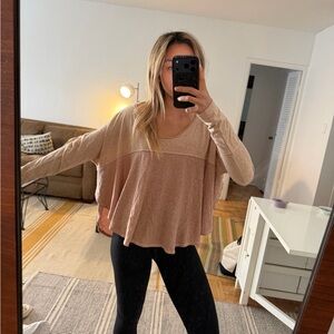 Free People Oversized Layered Tunic in Dusty Rose Tan